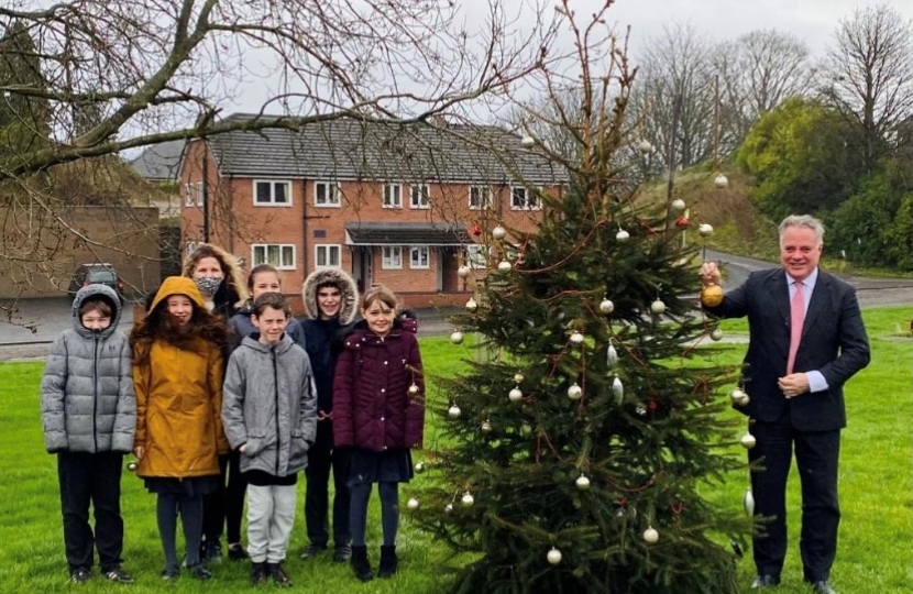 Simon Baynes and school children at Gwalia Place