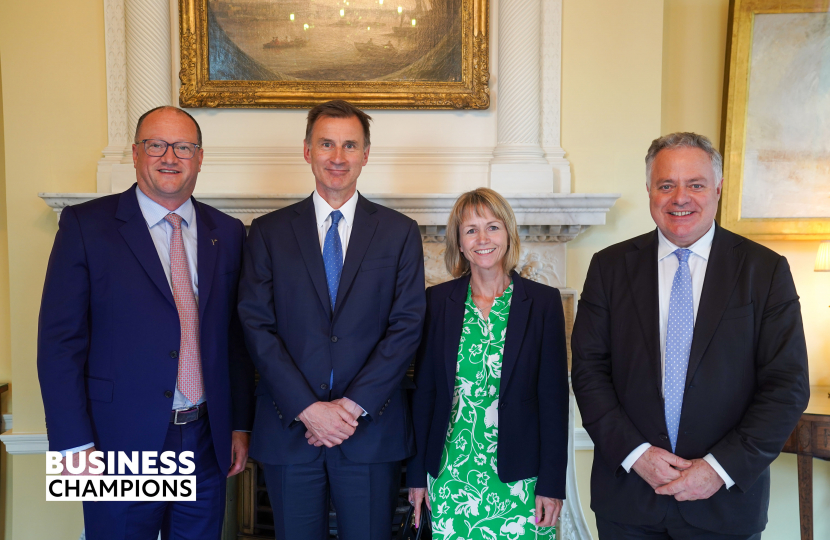 Simon Baynes MP with (left to right) Robin Jones, Rt Hon Jeremy Hunt MP and Helen Jones