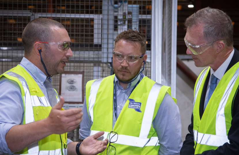 The Secretary of State with two members of the Ifor Williams team