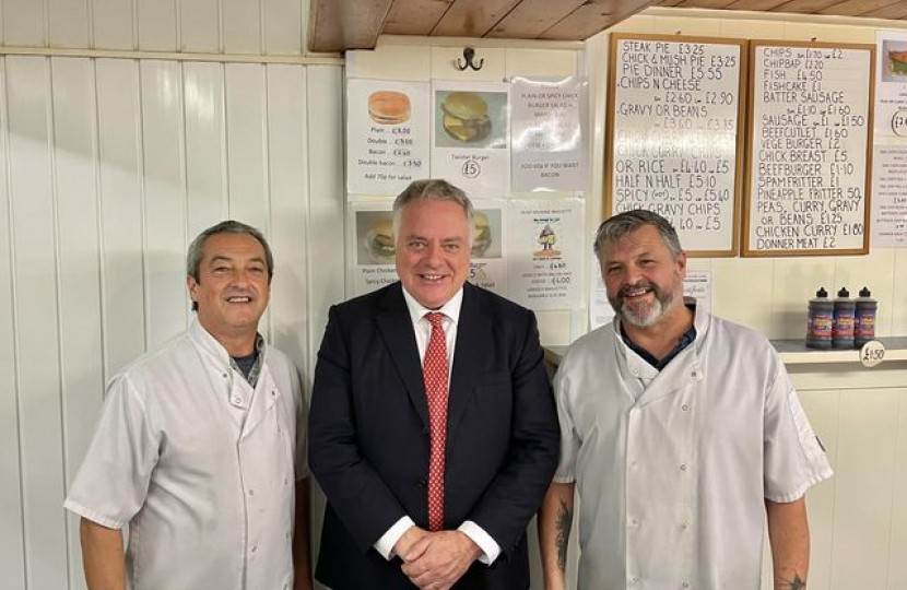 Simon Baynes MP at Josie's Chip Shop