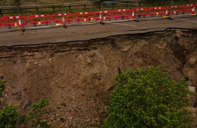 Newbridge Road following the landslip