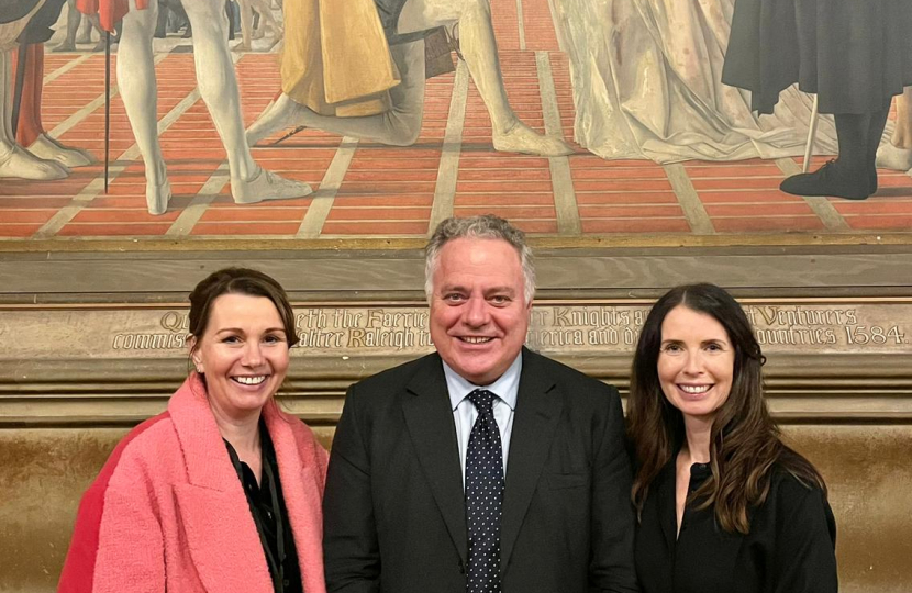 Simon Baynes MP with Louise Lidford and Nichola Hembury 