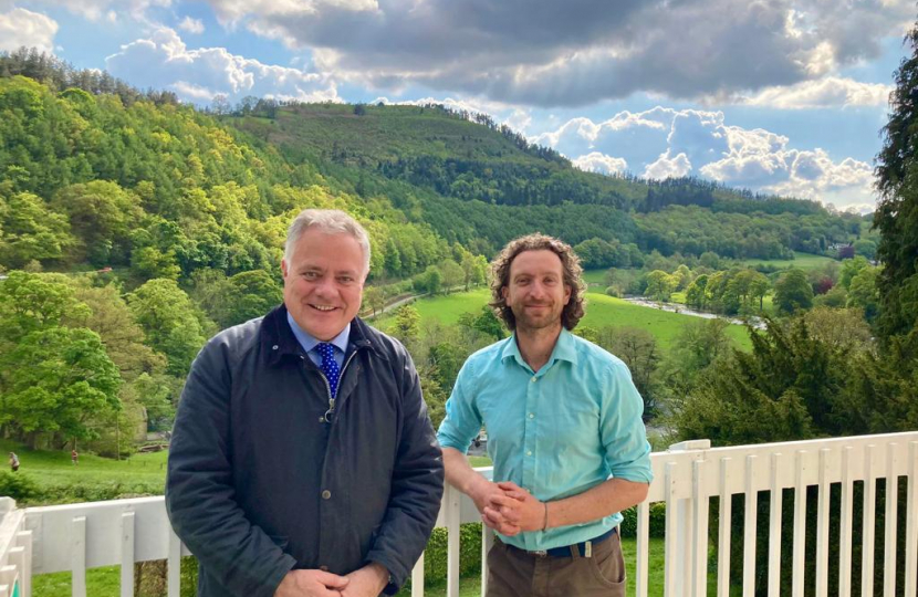 Simon Baynes MP with Dr Chris Eastabrook at Bryntysilio Outdoor Education Centre.