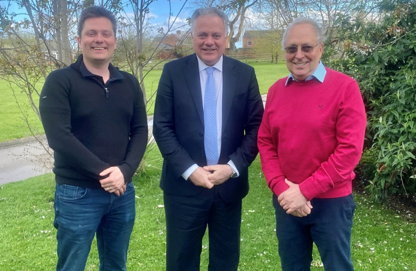 Simon Baynes MP with Jonathan Latham (right) and Scott Latham (left)