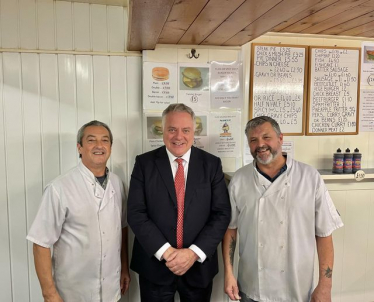 Simon Baynes MP at Josie's Chip Shop