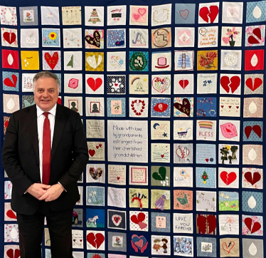 Simon Baynes MP at the opening of the Grandparents’ Quilt of Love and Hope in the House of Commons