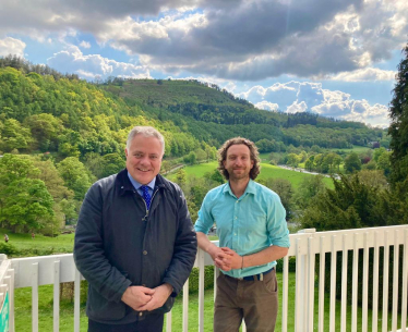 Simon Baynes MP with Dr Chris Eastabrook at Bryntysilio Outdoor Education Centre.