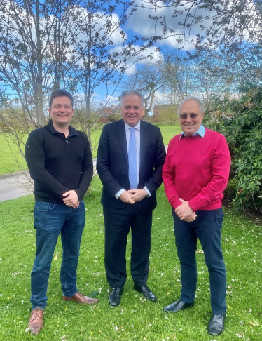 Simon Baynes MP with Jonathan Latham (right) and Scott Latham (left)